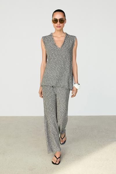 Massimo Dutti Топ с эффектом меланжевого оттенка и V-образным вырезом купить с доставкой.