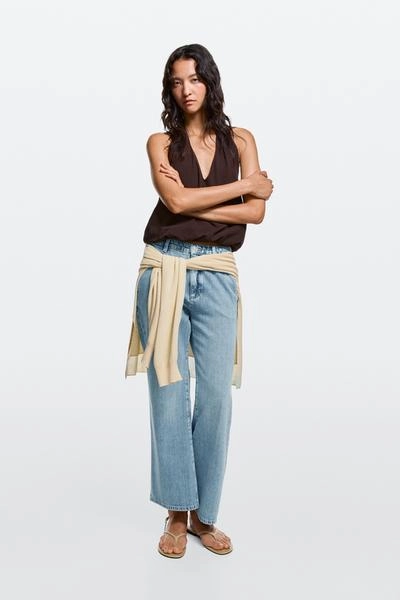High-waist cropped flare jeans