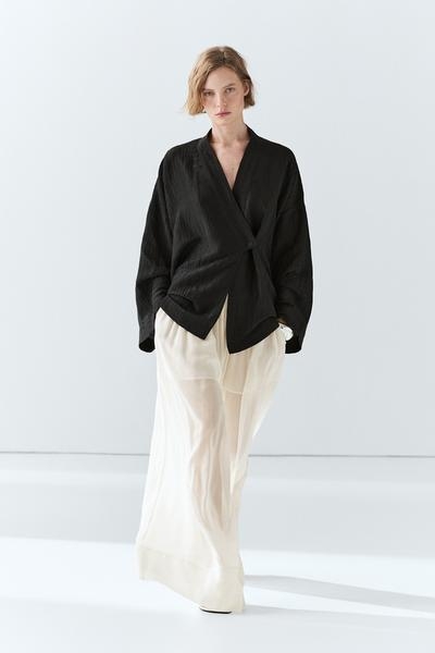 Massimo Dutti Кимоно с V-образным вырезом из текстурированного льняного материала