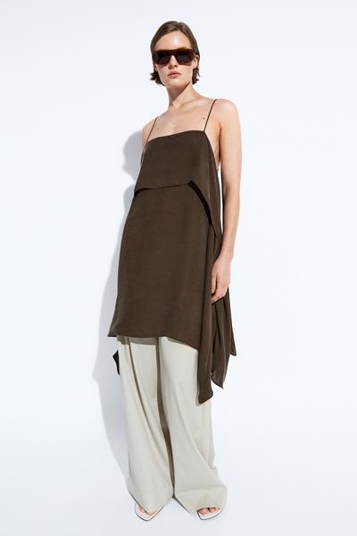Massimo Dutti Мини платье на бретелях с оборками купить с доставкой.