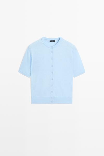 Massimo Dutti Кардиган с короткими рукавами из смесовой шерсти