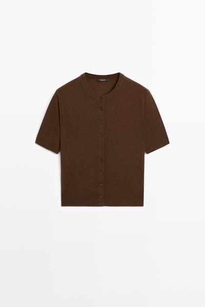 Massimo Dutti Кардиган с короткими рукавами из шерстяного микса