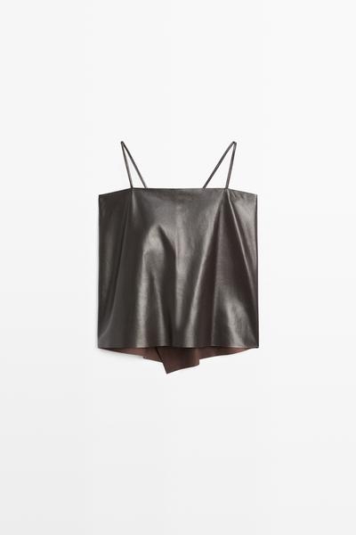 Massimo Dutti Топ из кожи наппа с узкими бретелями и открытой спинкой