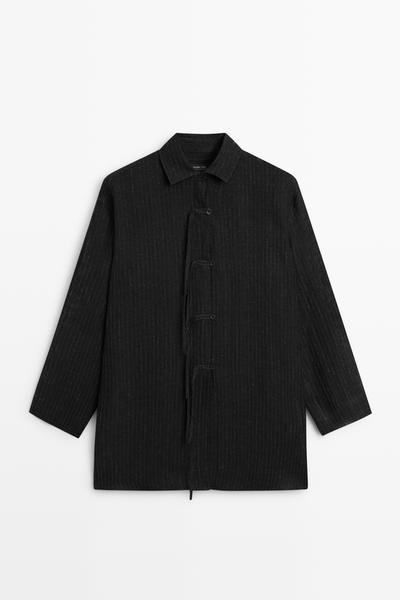 Massimo Dutti Свободная блузка оверсайз в полоску из льняной смеси с пуговицами купить с доставкой.