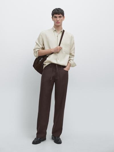 Massimo Dutti Леновые брюки-джоггеры купить с доставкой.