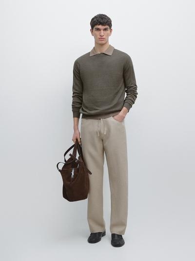 Massimo Dutti Брюки-джоггеры из льна купить с доставкой.