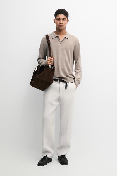 Massimo Dutti Льняные брюки кроя BARREL купить с доставкой.