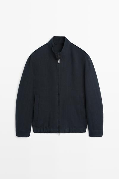 Massimo Dutti Куртка с воротником стойкой из 100% льна купить с доставкой.