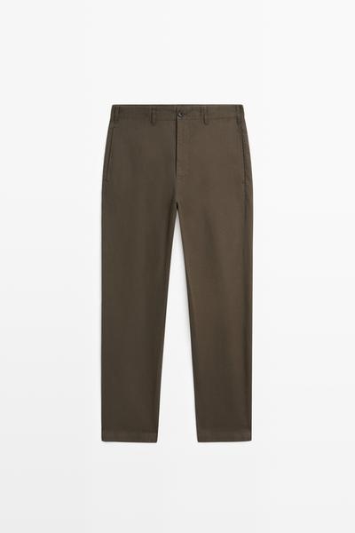 Massimo Dutti Брюки прямого кроя из льна и хлопка купить с доставкой.