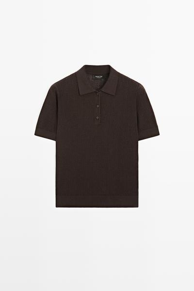 Massimo Dutti Поло из хлопковой смеси с открытым вязанием купить с доставкой.