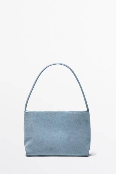 Massimo Dutti Распашная сумка из замши и кожи купить с доставкой.