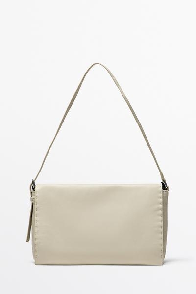 Massimo Dutti Сумка через плечо из кожи наппа с прострочкой