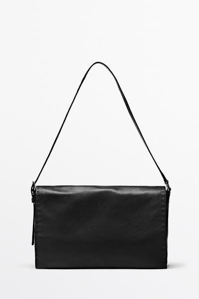 Massimo Dutti Кожаная поясная сумка через плечо из наппы с декоративной прострочкой купить с доставкой.