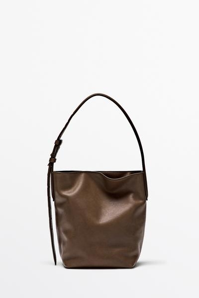 Massimo Dutti Мини-сумка ведро из кожи наппа