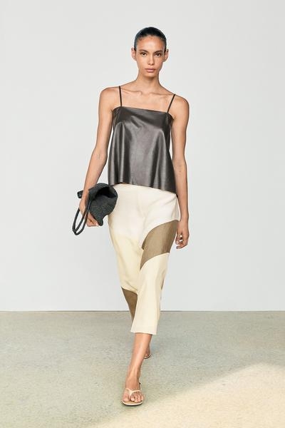 Massimo Dutti Плиссированная миди-юбка с контрастной отделкой купить с доставкой.