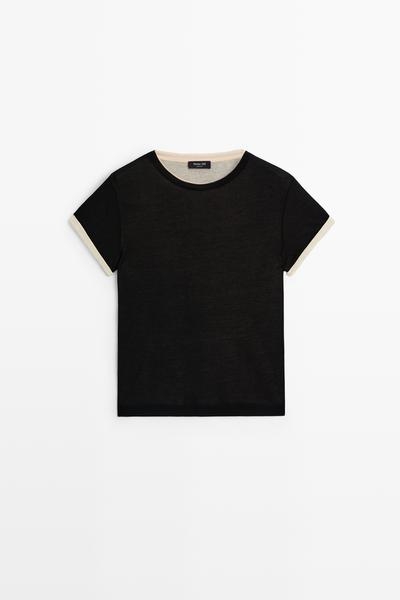 Massimo Dutti Футболка с короткими рукавами из двух слоев
