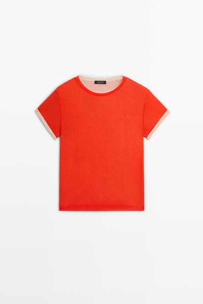 Massimo Dutti Футболка с короткими рукавами и двойным слоем