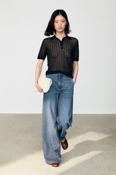 Massimo Dutti Свитер поло с открытой вязкой купить с доставкой.