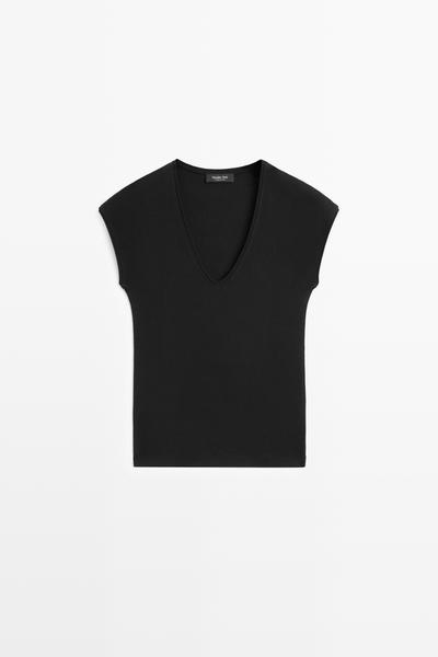 Massimo Dutti Футболка с V-образным вырезом купить с доставкой.