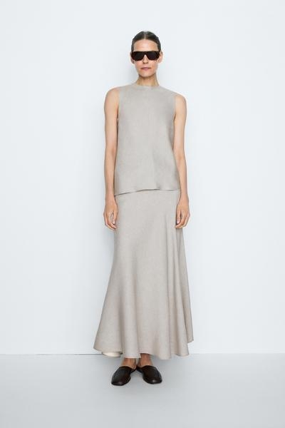 Massimo Dutti Юбка-трусцой из льняной смеси STUDIO купить с доставкой.
