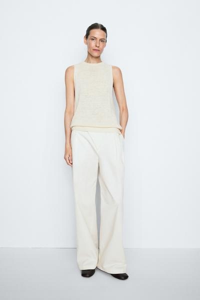 Massimo Dutti Вязаный топ с воротом-хомутом из шелкового микса STUDIO купить с доставкой.