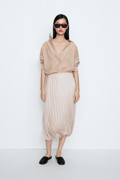 Massimo Dutti Плиссированная юбка средней длины с объемным подолом купить с доставкой.