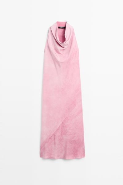Massimo Dutti Платье миди с драпировкой из струящейся ткани