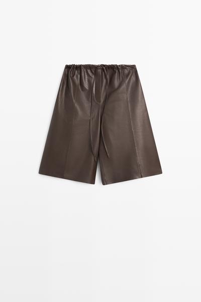 Massimo Dutti Длинные шорты-бермуды из кожи наппа