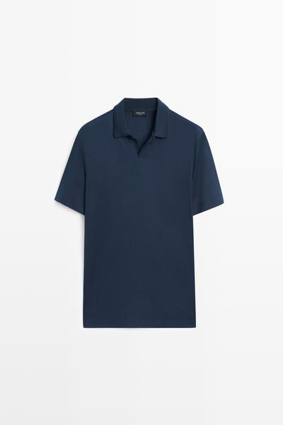 Massimo Dutti Поло с V-образным вырезом из 100% хлопка