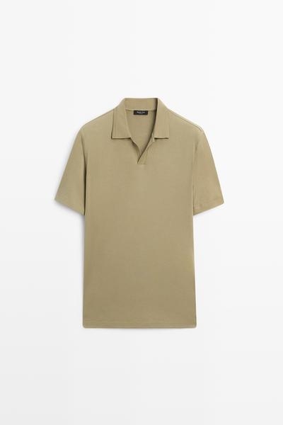 Massimo Dutti Поло с V-образным вырезом из 100% хлопка