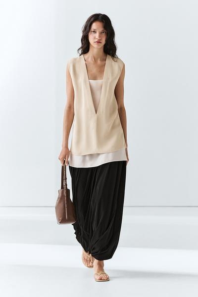 Massimo Dutti Топ двойной слой с контрастной отделкой