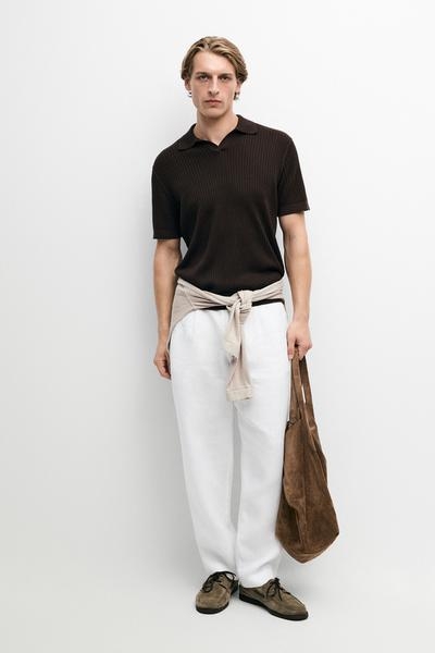 Massimo Dutti Поло-свитер из ребристого трикотажа 100% хлопок