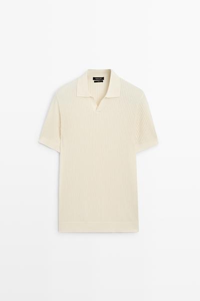 Massimo Dutti Поло-свитер из эластичного трикотажа 100% хлопок