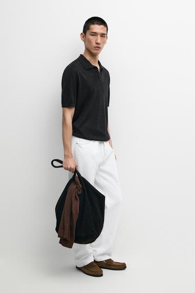 Massimo Dutti Поло с коротким рукавом из трикотажа с шерстяным смешением