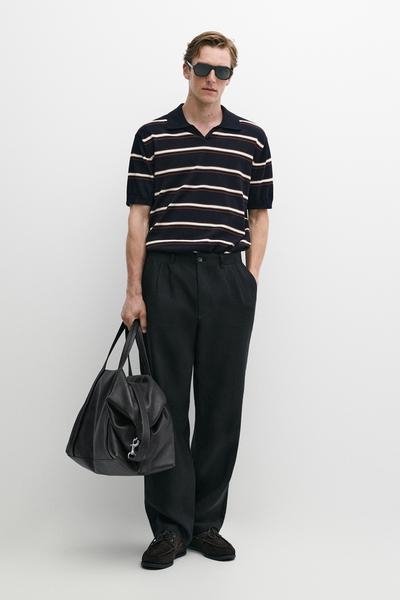 Massimo Dutti Вязаная поло с V-образным вырезом в полоску