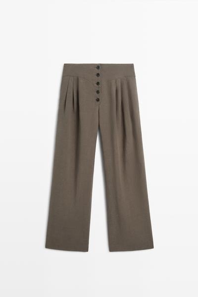 Massimo Dutti Брюки плиссированные из льняной смеси купить с доставкой.