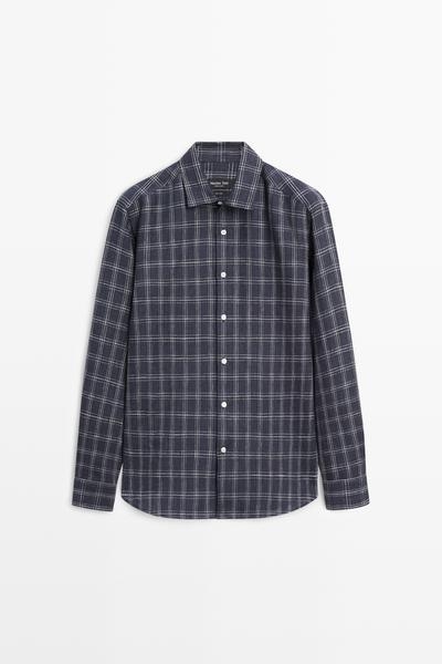 Massimo Dutti Рубашка в клетку из 100% льна, классический крой купить с доставкой.
