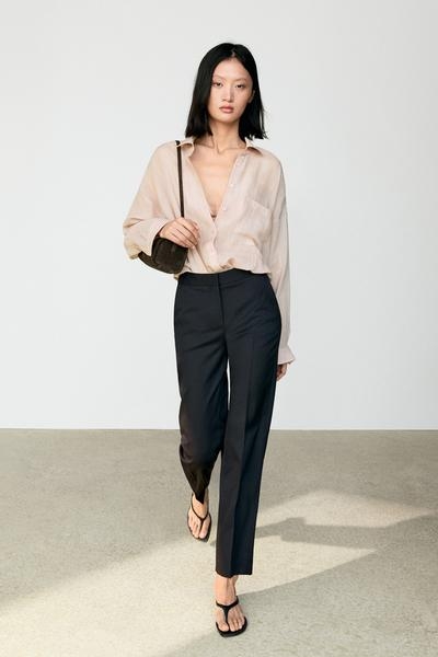 Massimo Dutti Брюки прямого кроя из 100% прохладной шерсти