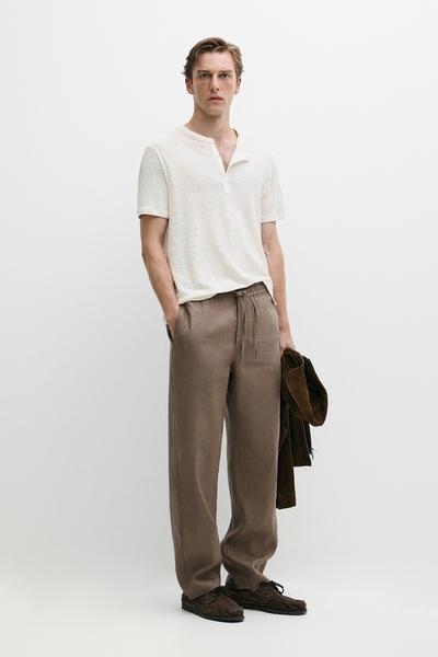 Massimo Dutti Расслабленные брюки из 100% льна