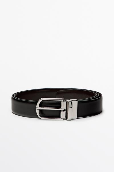 Massimo Dutti Двусторонний кожаный ремень из наппы купить с доставкой.