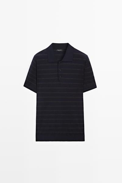 Massimo Dutti Вязаное поло с короткими рукавами в полоску купить с доставкой.