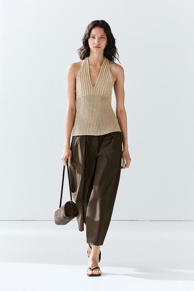 Massimo Dutti Топ из хлопкового трикотажа крючком купить с доставкой.