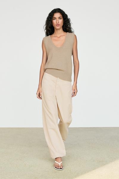 Massimo Dutti Вязаная жилетка из хлопкового микса купить с доставкой.