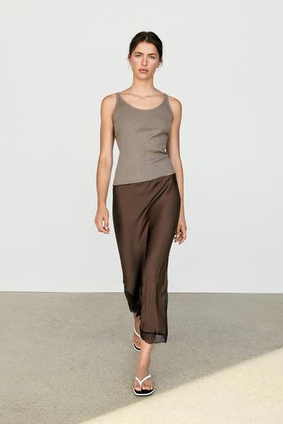 Massimo Dutti Юбка миди с кружевной отделкой