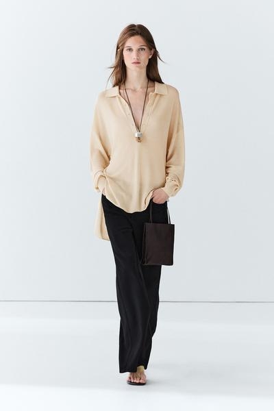 Massimo Dutti Поло-свитер из хлопка и шелка купить с доставкой.