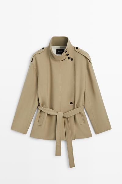 Massimo Dutti Пальто-тренч средней длины с поясом MASSIMO DUTTI купить с доставкой.
