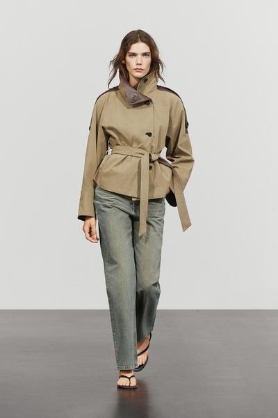 Massimo Dutti Укороченная куртка из комбинированной кожи