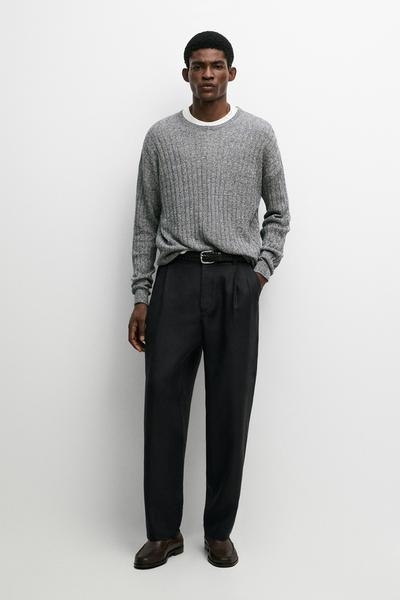 Massimo Dutti Трикотажный свитер из льна и хлопка MOULINé купить с доставкой.