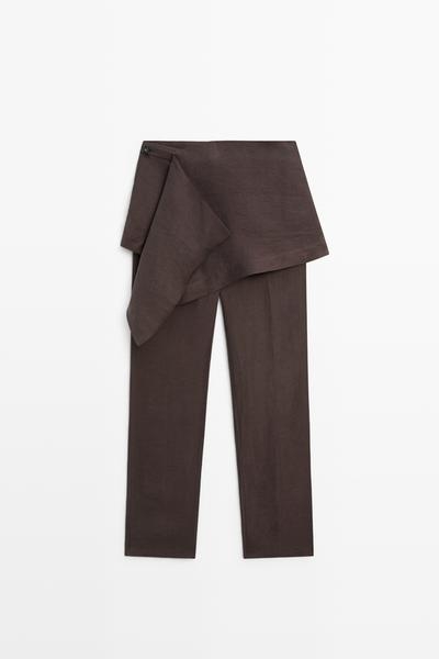 Massimo Dutti Брюки с юбочным элементом из льна