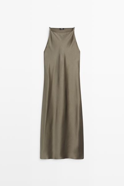 Massimo Dutti Платье миди из атласа